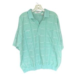 Vintage CC Sport Teal Polo Shirt with White Stripes SIZE XL
